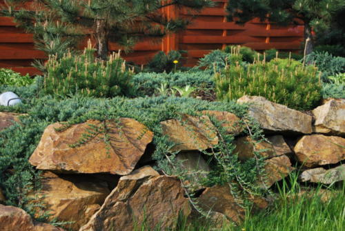 Zid din piatra naturala, jardiniera din piatra